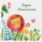 Joyeux anniversaire avec un lion color&eacute; et festif